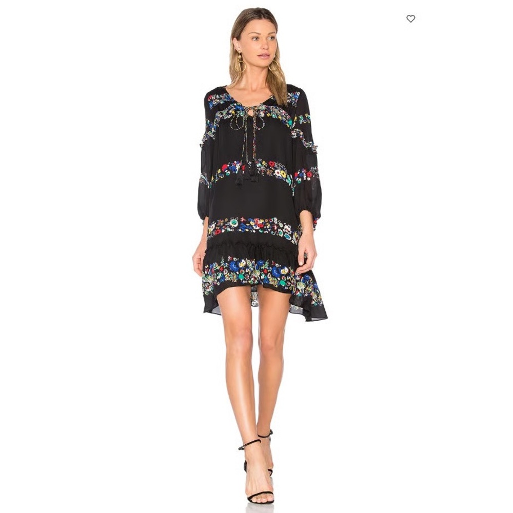 Derek Lam 10 Crosby Floral Bell Sleeve Silk Ruffle Mini Dress